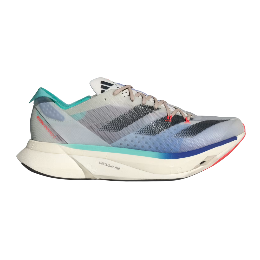 Tênis Adizero Adios Pro 3 (Off White / Aurora Ink / Flash Aqua)