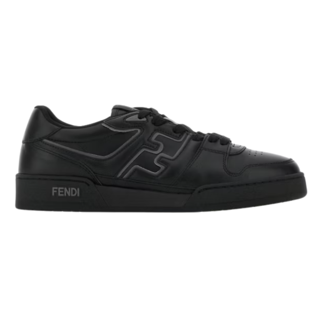 FENDI Tênis Match de couro com aplicação FF PRETO