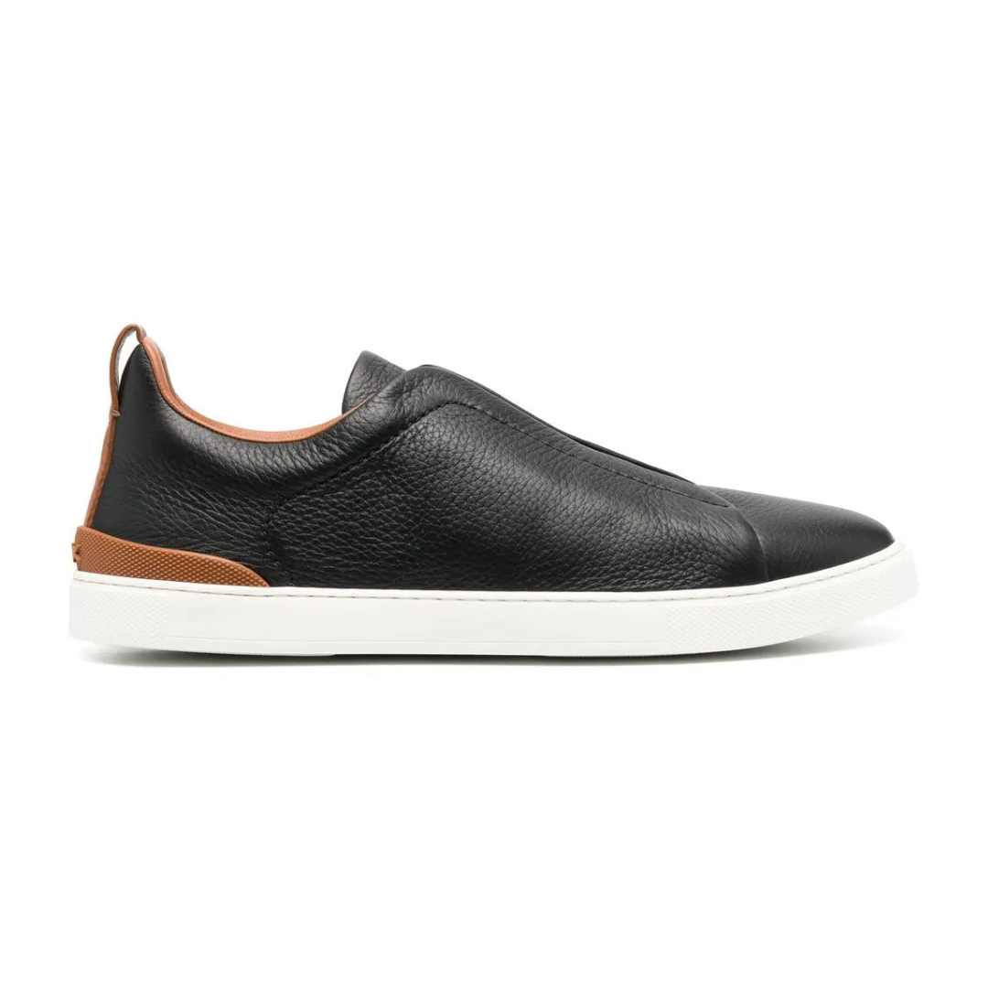 Zegna Triple Stitch preto/ marrom