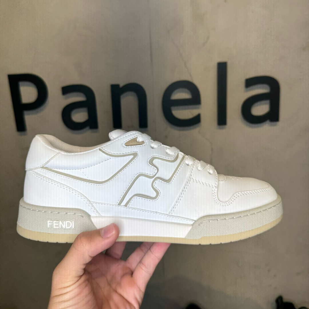 FENDI Tênis Match de couro com aplicação FF BRANCO (PRONTA ENTREGA)