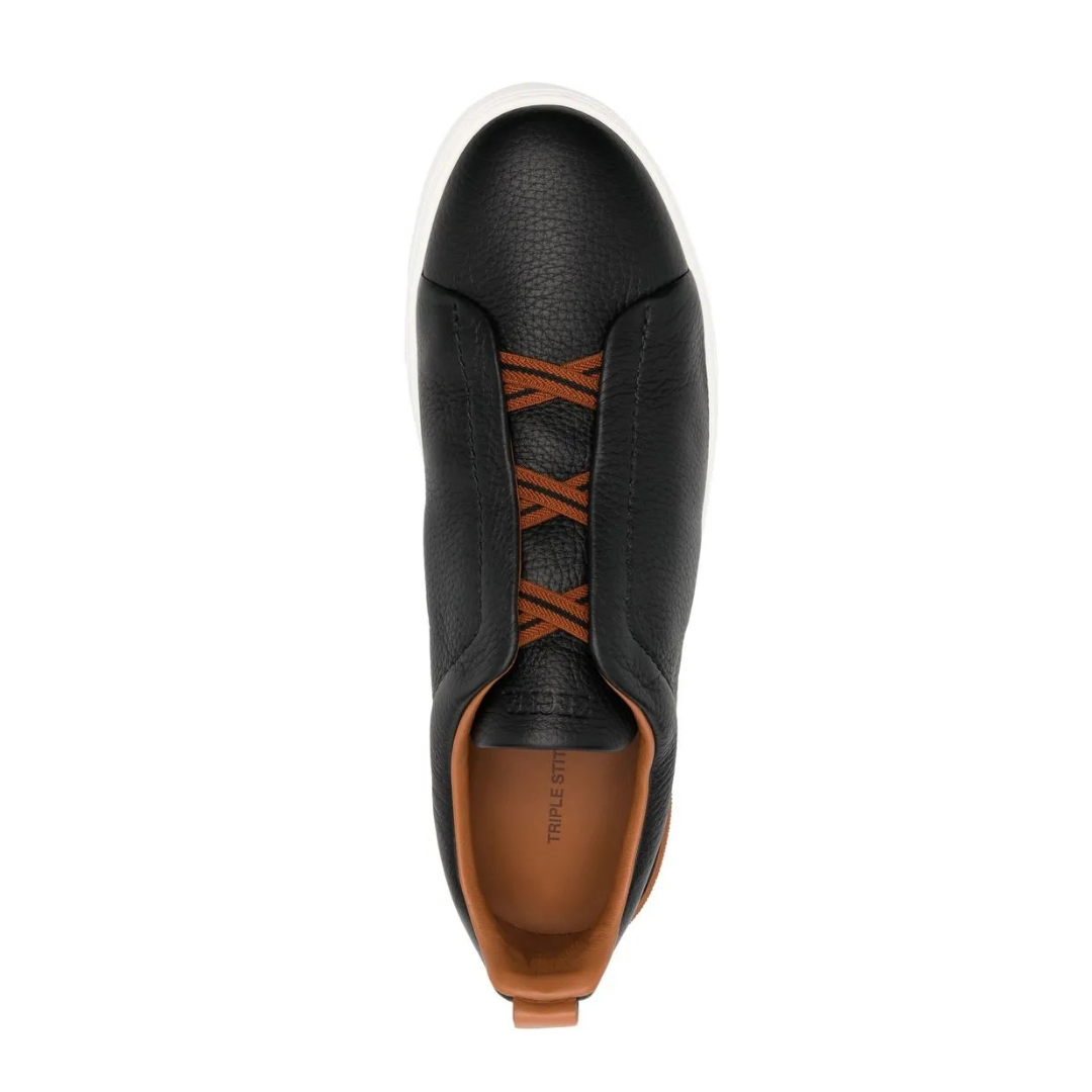 Zegna Triple Stitch preto/ marrom