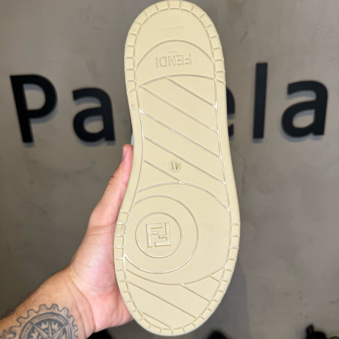 FENDI Tênis Match de couro com aplicação FF BRANCO (PRONTA ENTREGA)