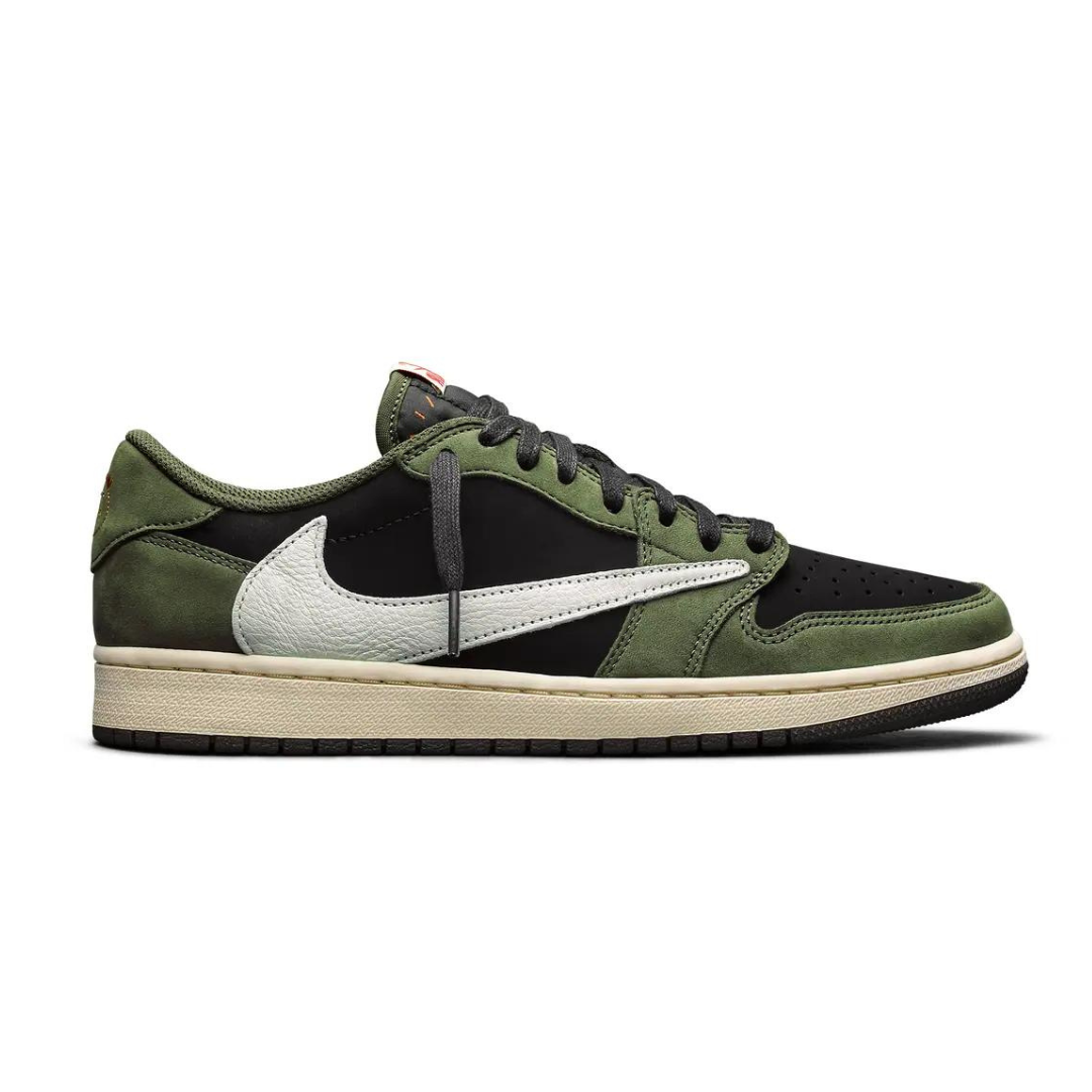 Tênis Nike Travis Scott x Air Jordan 1 Low Black Olive