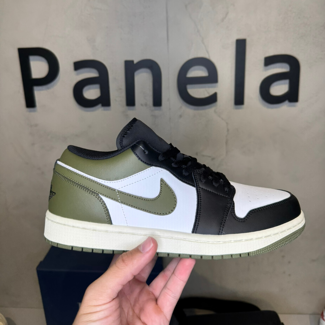 Air Jordan 1 Low Black Toe Medium Olive