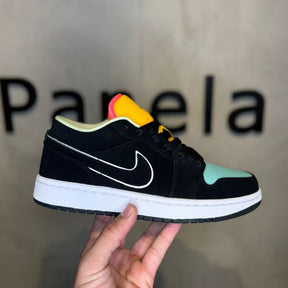 Air Jordan 1 Low Black/Aurora Green/Laser Orange