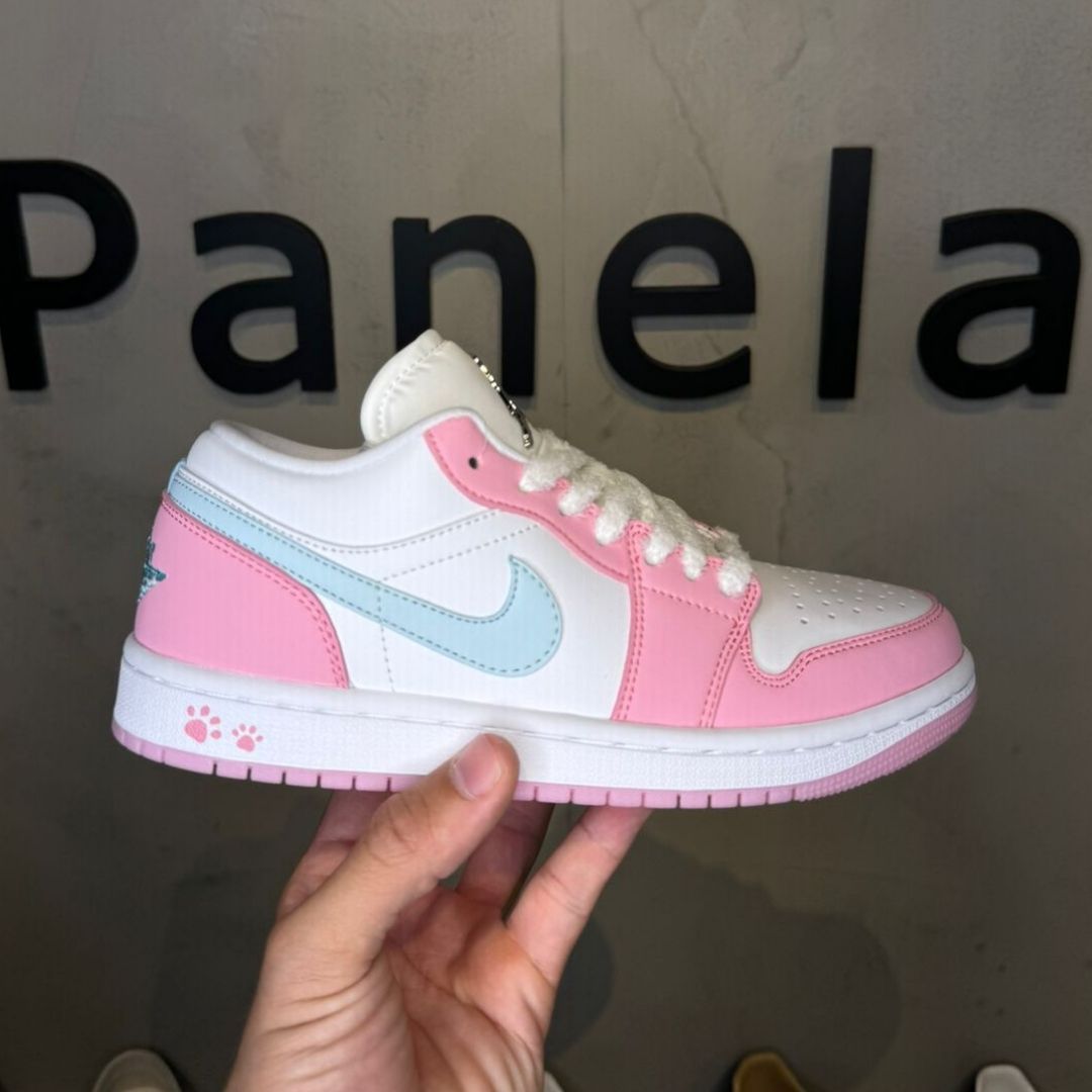 Air Jordan 1 Low Paw Print White Pink