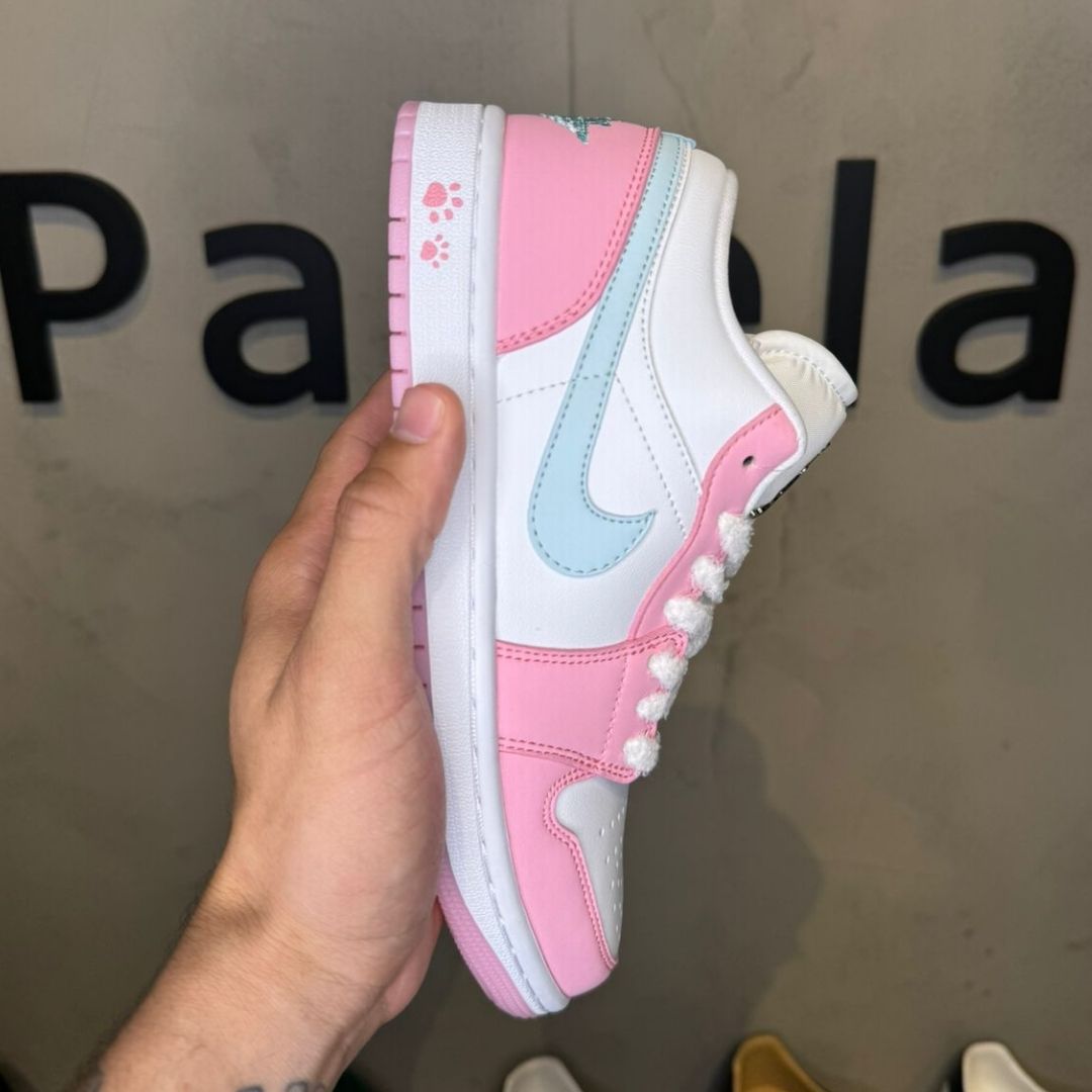 Air Jordan 1 Low Paw Print White Pink