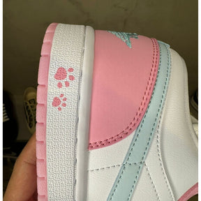 Air Jordan 1 Low Paw Print White Pink